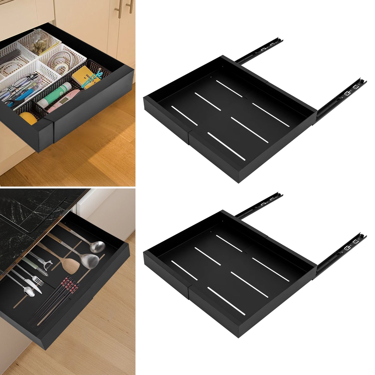 Carbon Steel Expandable Pull Out Cabinet Organizer 2 Tier