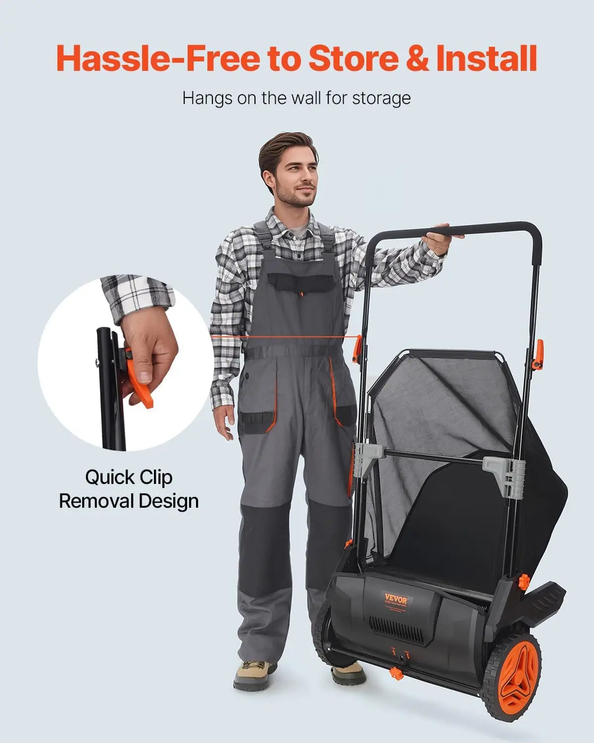 Push Lawn Sweeper Leaf And Grass Collector Heavy Duty Steel
