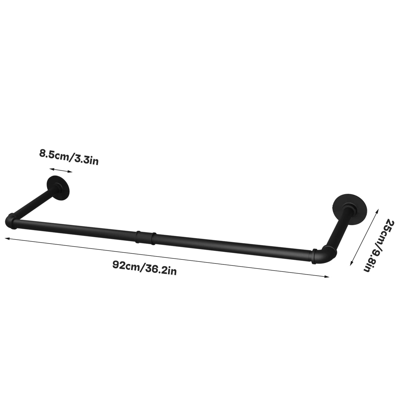 Industrial Pipe Clothes Rail Wall Mounted Garment Rack Closet Organizer