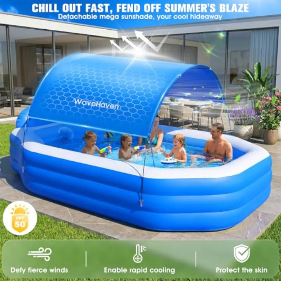 Eco Friendly PVC Inflatable Backyard Pool With Canopy