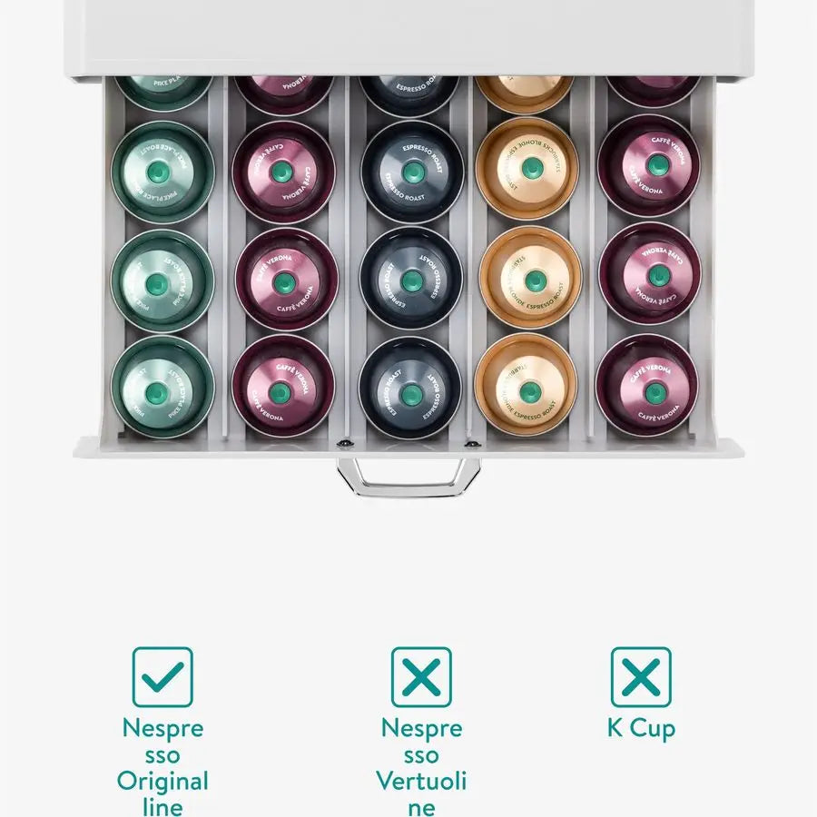 XMSJ Coffee Pod Holder Drawer 50 Capsule Storage Organizer