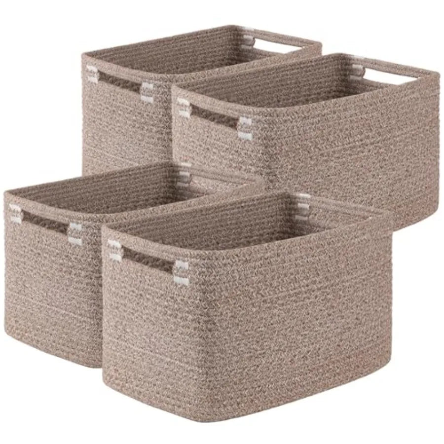 Woven Storage Baskets for Shelves and Organizing Cotton Rope Bins