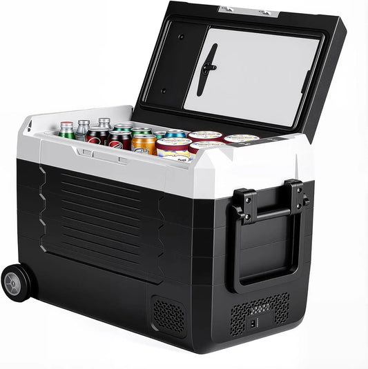Portable Car Refrigerator Dual Zone Cooler For Vehicles With Wheels