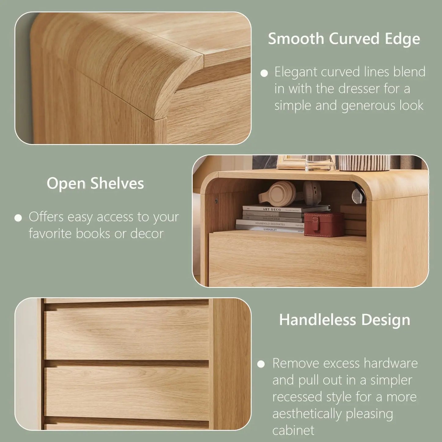 Aitjunz Modern Nightstands Set Of 2 With Charging Station And Storage Drawers