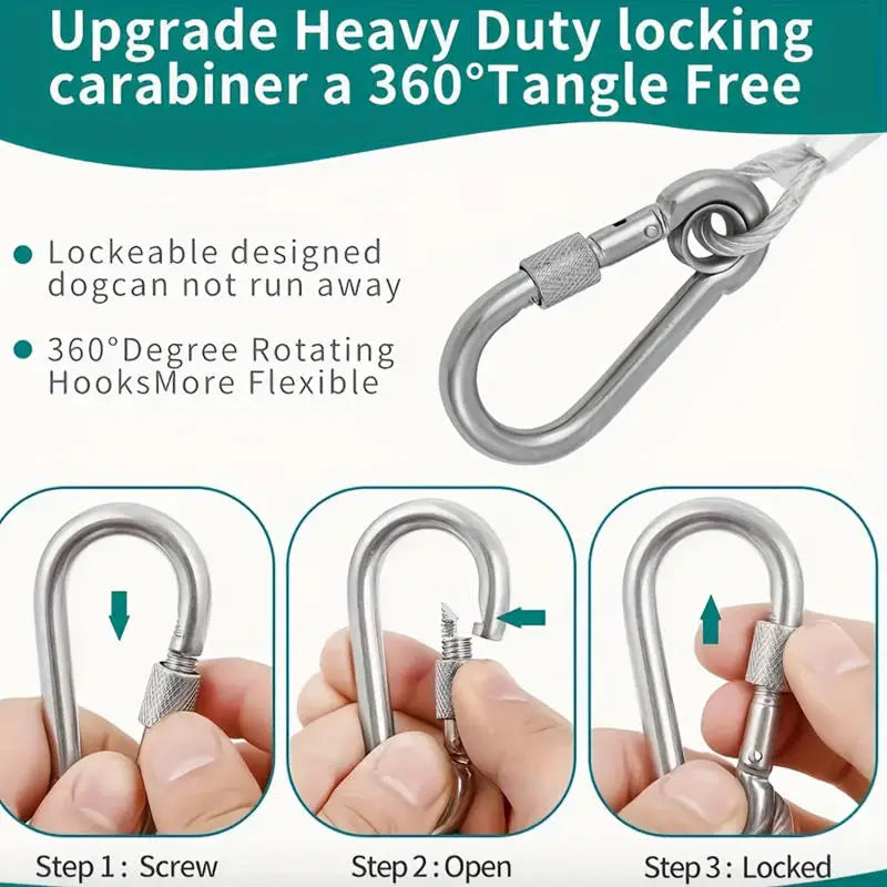 Double Headed Dog Tie Out Cable Leash Stainless Steel Wire