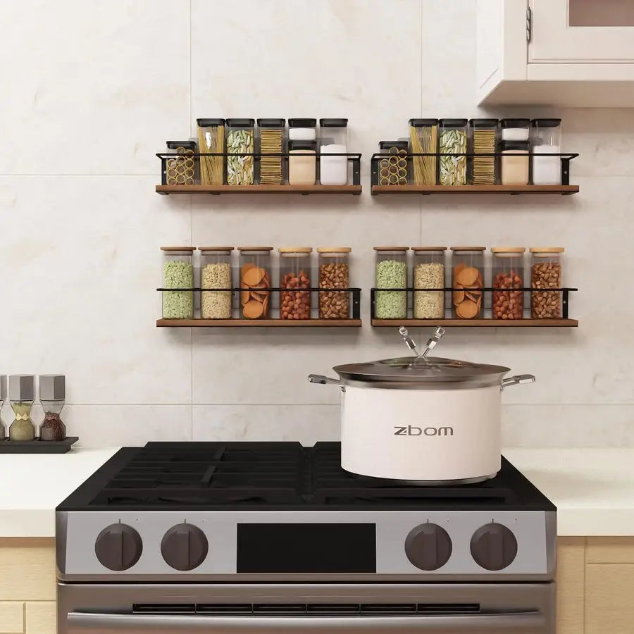 Rustic Style Wall Mount Spice Rack For Cabinet Door