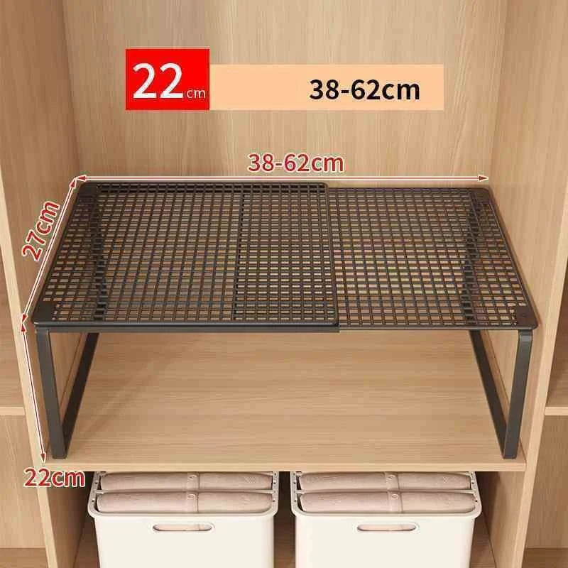Stackable Telescopic Closet Shelf Bamboo Wardrobe Organizer With Dividers