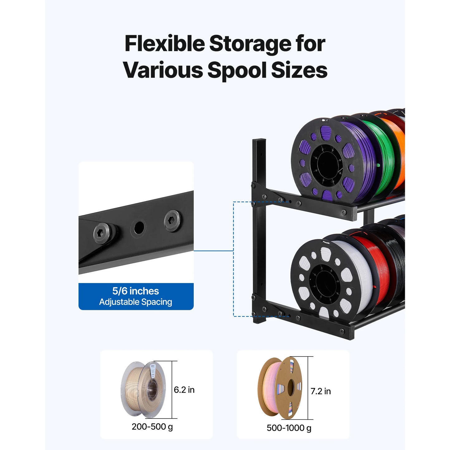 SucceBuy 2 Tier Wall Mount Filament Storage Rack With Wheels