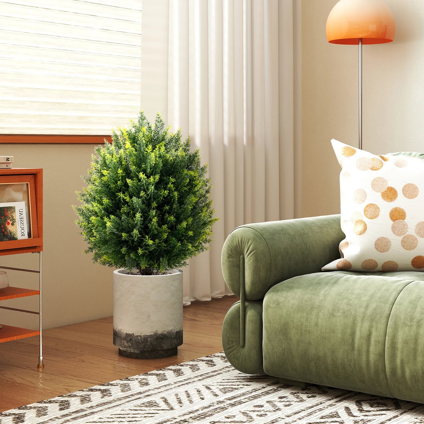 LIFEZEAL 2 Pack Artificial Cypress Topiary Trees With Ground Spikes
