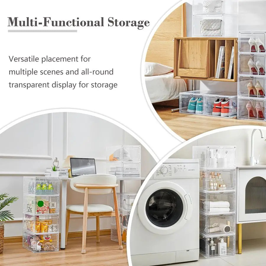 XMSJ Magnetic Door Stackable Storage Bins With Lids