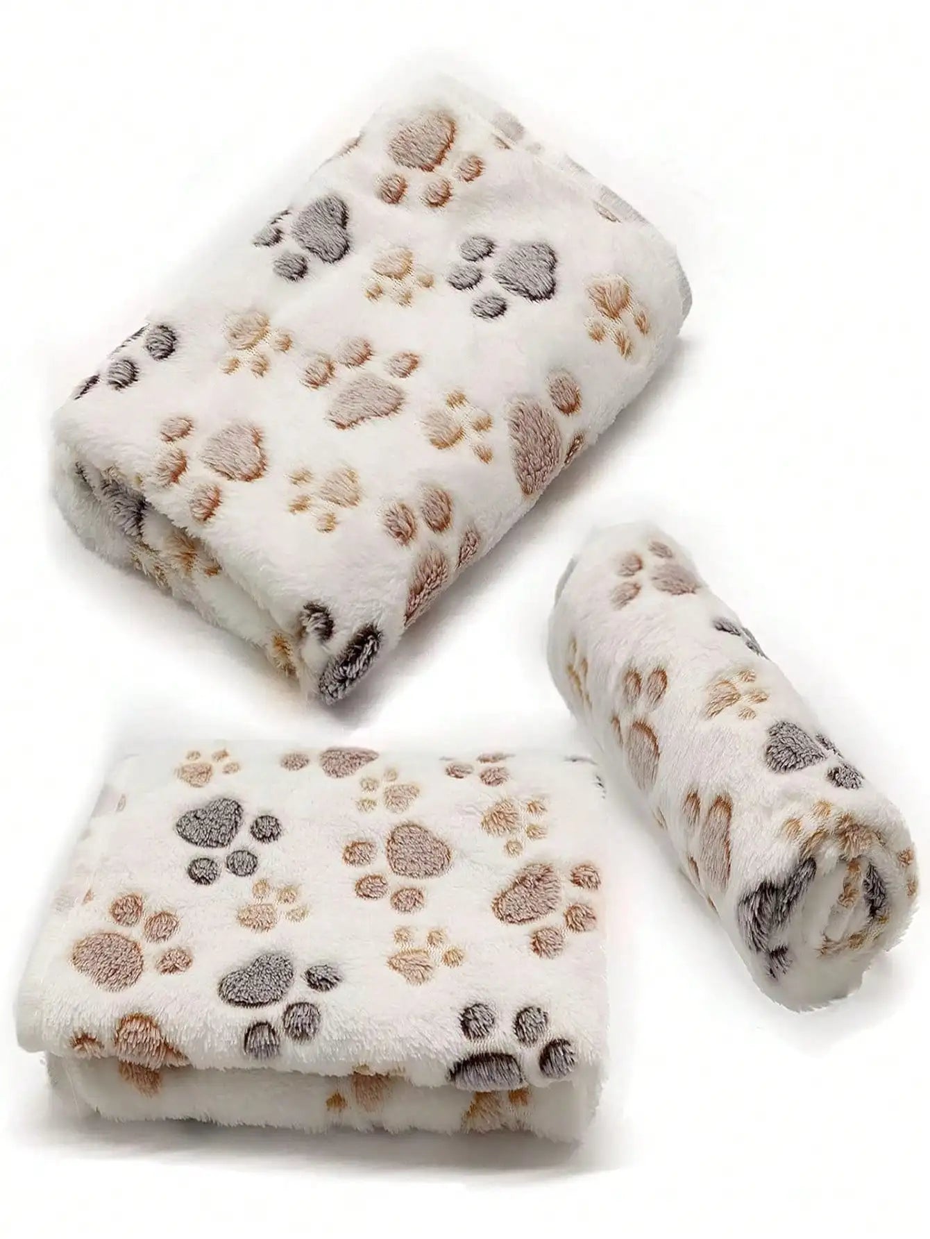 Puppy Blanket Super Soft Warm Sleep Mat Paw Print Fleece Pet Blanket