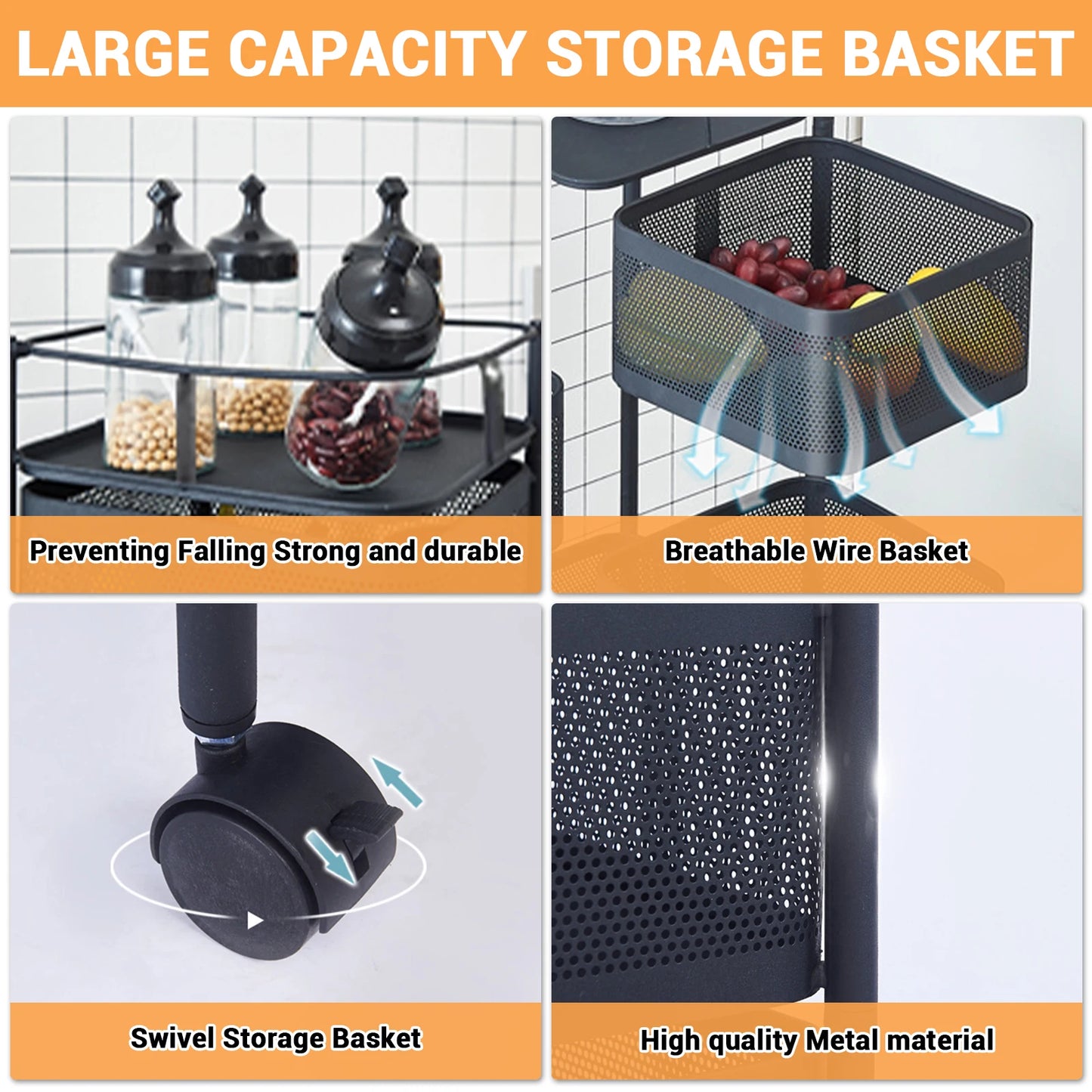 HobbyLane Five Layers 360 Degree Rotatable Trolley Storage Rack