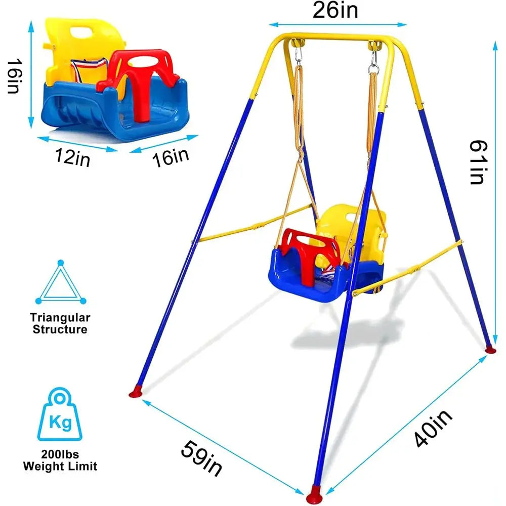 Convertible 3 In 1 Swing Set For Outdoor Indoor Toddlers