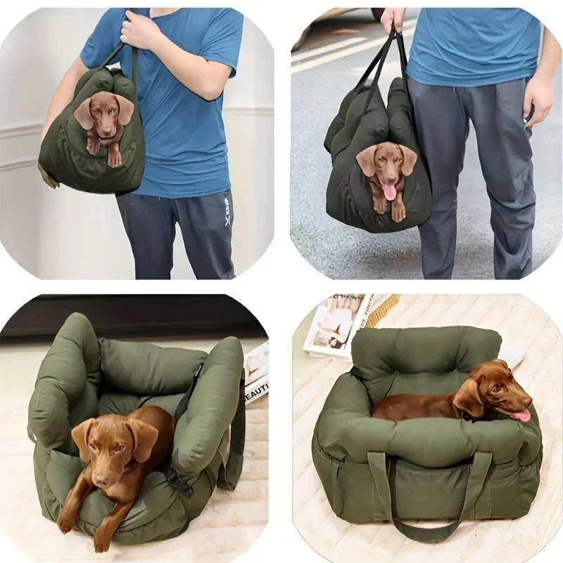 Dog Car Seat With Safety Belt Non Slip Travel Carrier
