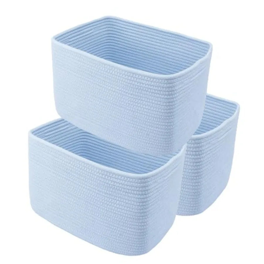 Cotton Rope Woven Storage Basket For Organizing Shelves And Cabinets