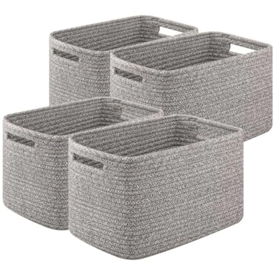 Woven Storage Baskets for Shelves and Organizing Cotton Rope Bins