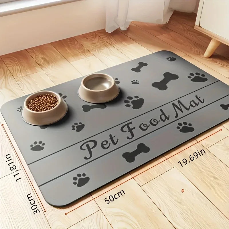 Absorbent Pet Placemat For Food And Water Bowls With Waterproof Backing