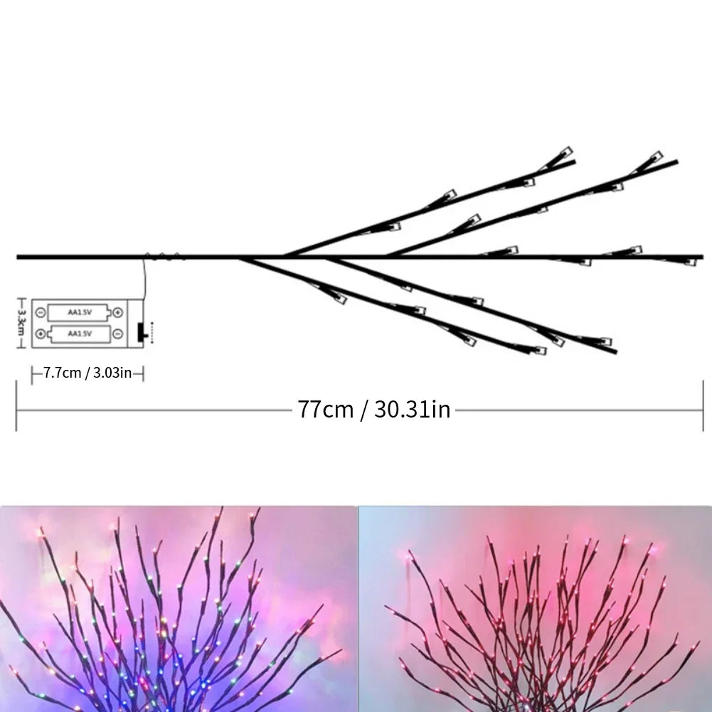 LED White Birch Branch Lights 20LED Battery Operated Twig Lamp