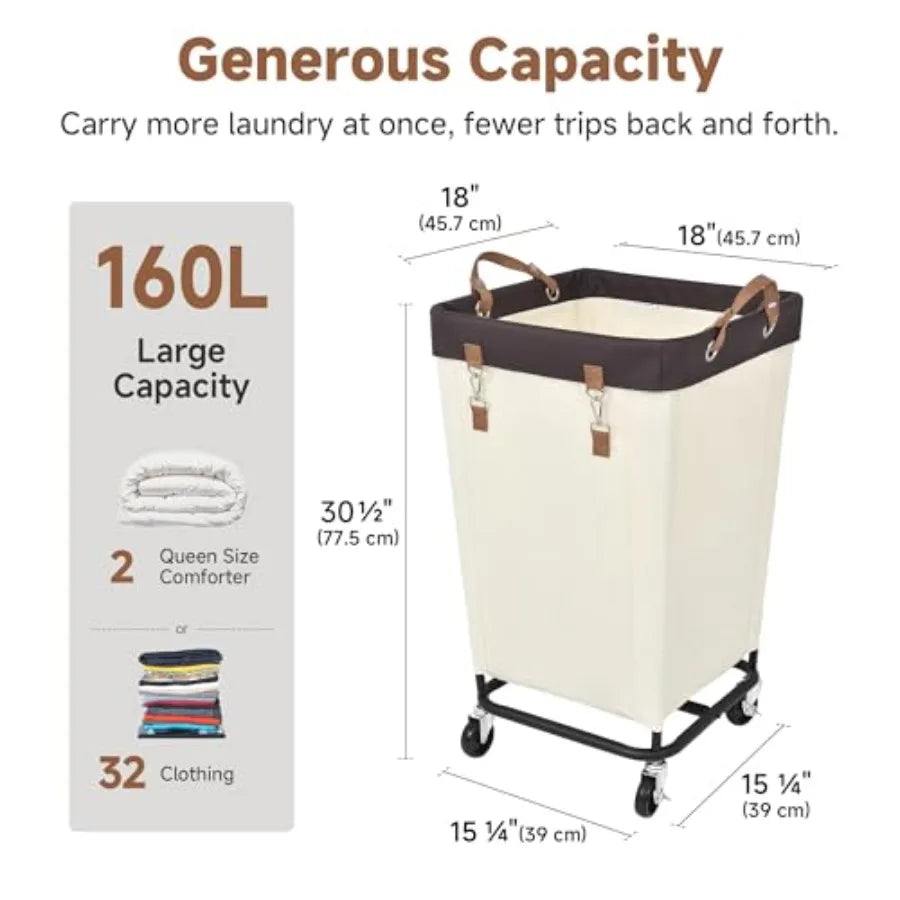 Laundry Basket With Wheels Large Rolling Hampers For Home Dorm