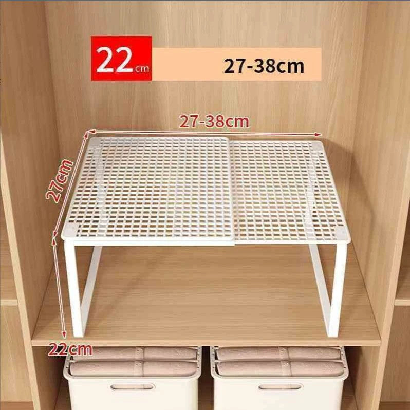 Stackable Telescopic Closet Shelf Bamboo Wardrobe Organizer With Dividers