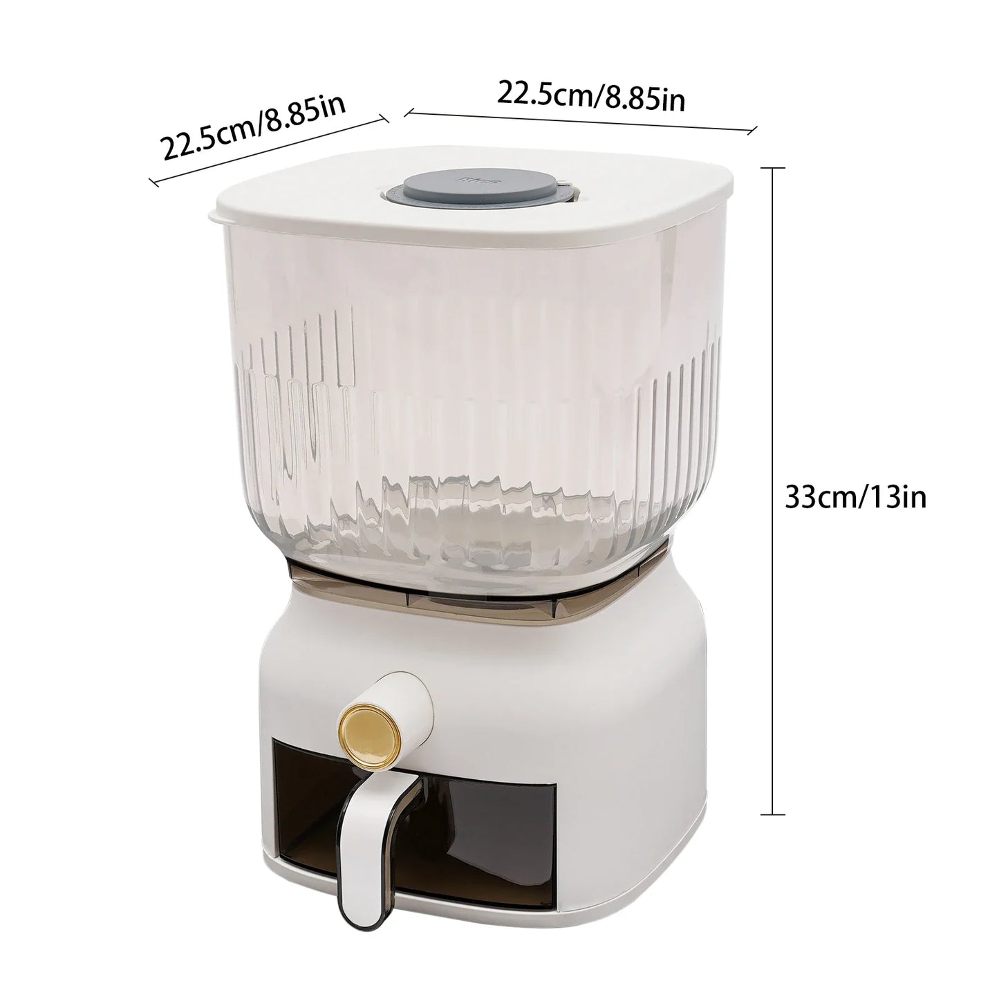 Sealed Grain Storage Container With Rice Cup Dispenser For Kitchen