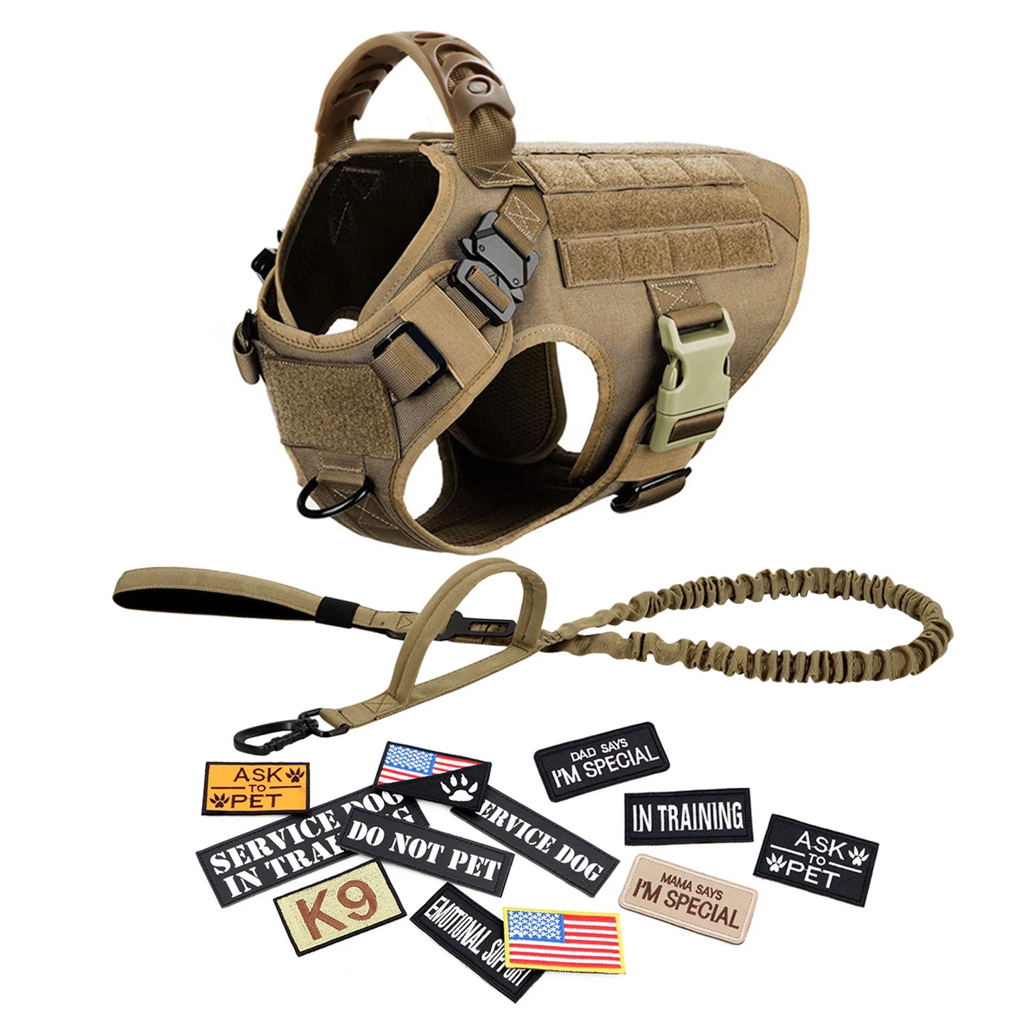 PETRAVEL Military Dog Harness Vest Set Nylon For Malinois Training