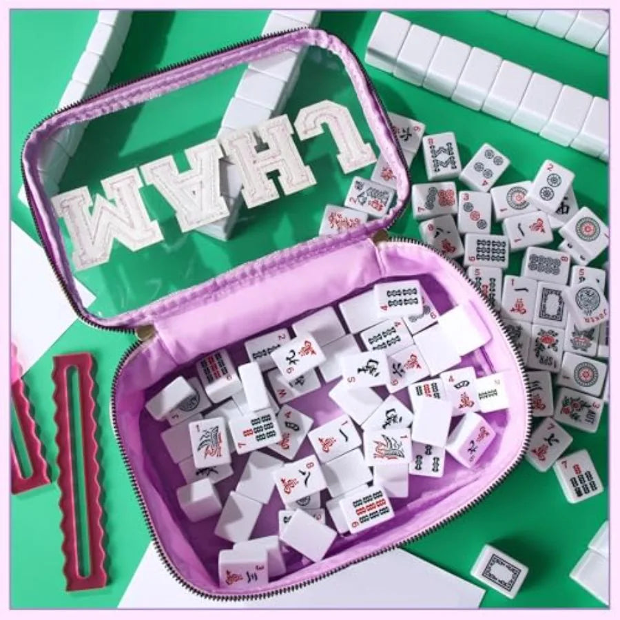 PVC Mahjong Tile Storage Bag With Zippered Case For Games