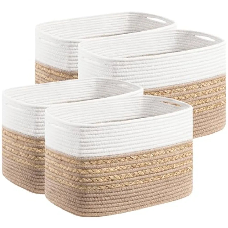 Woven Storage Baskets For Toys And Towels With Handles