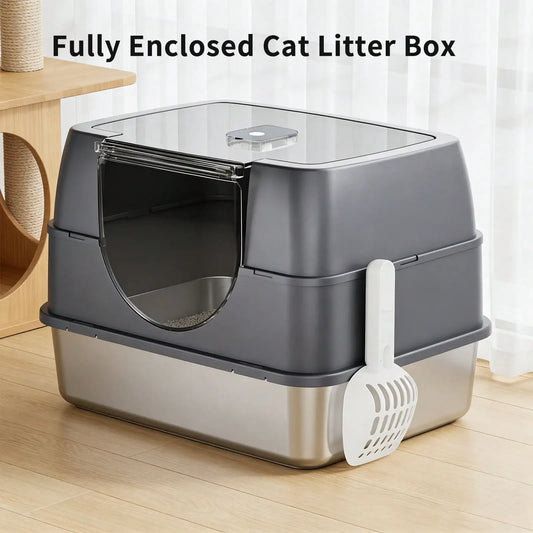 Stainless Steel Front Entry Cat Litter Box Top Exit Enclosure