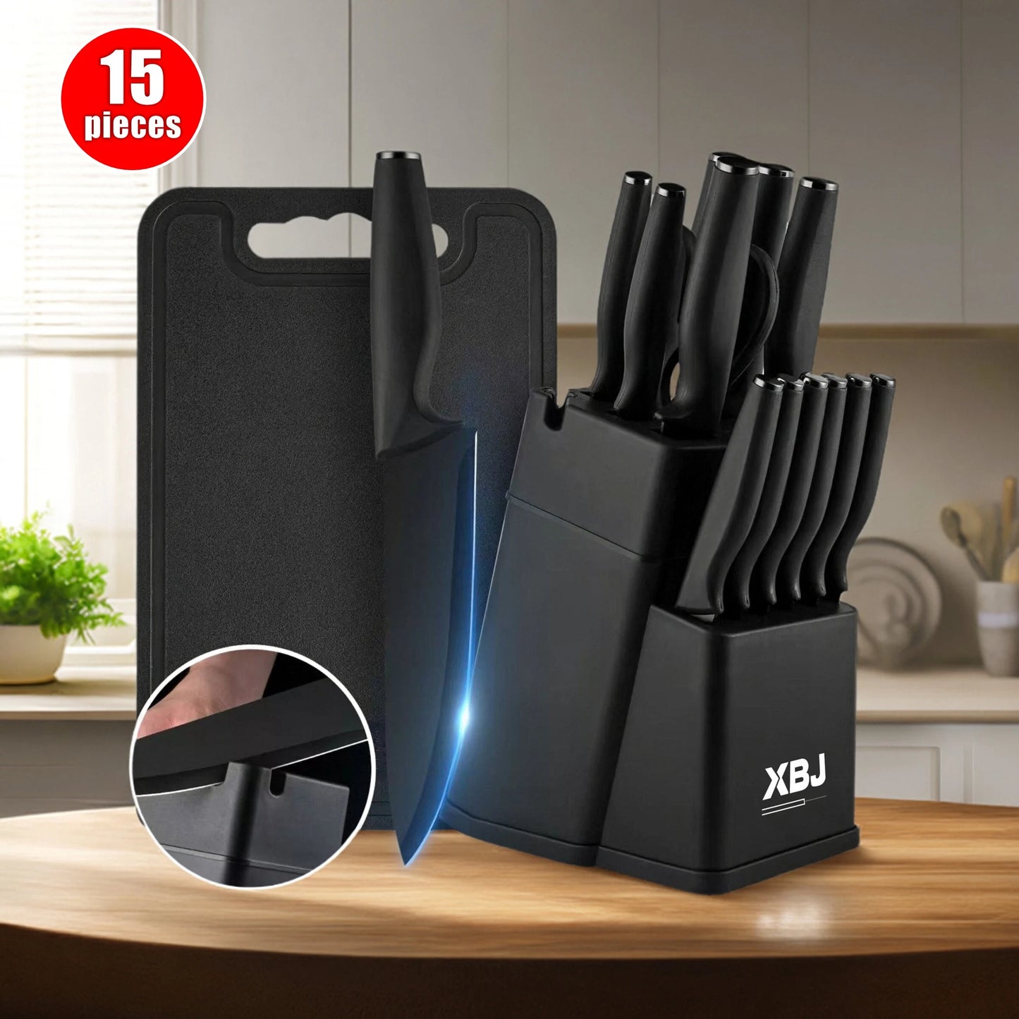 Stainless Steel Knife Set Ergonomic Handle Multi Purpose Kitchen