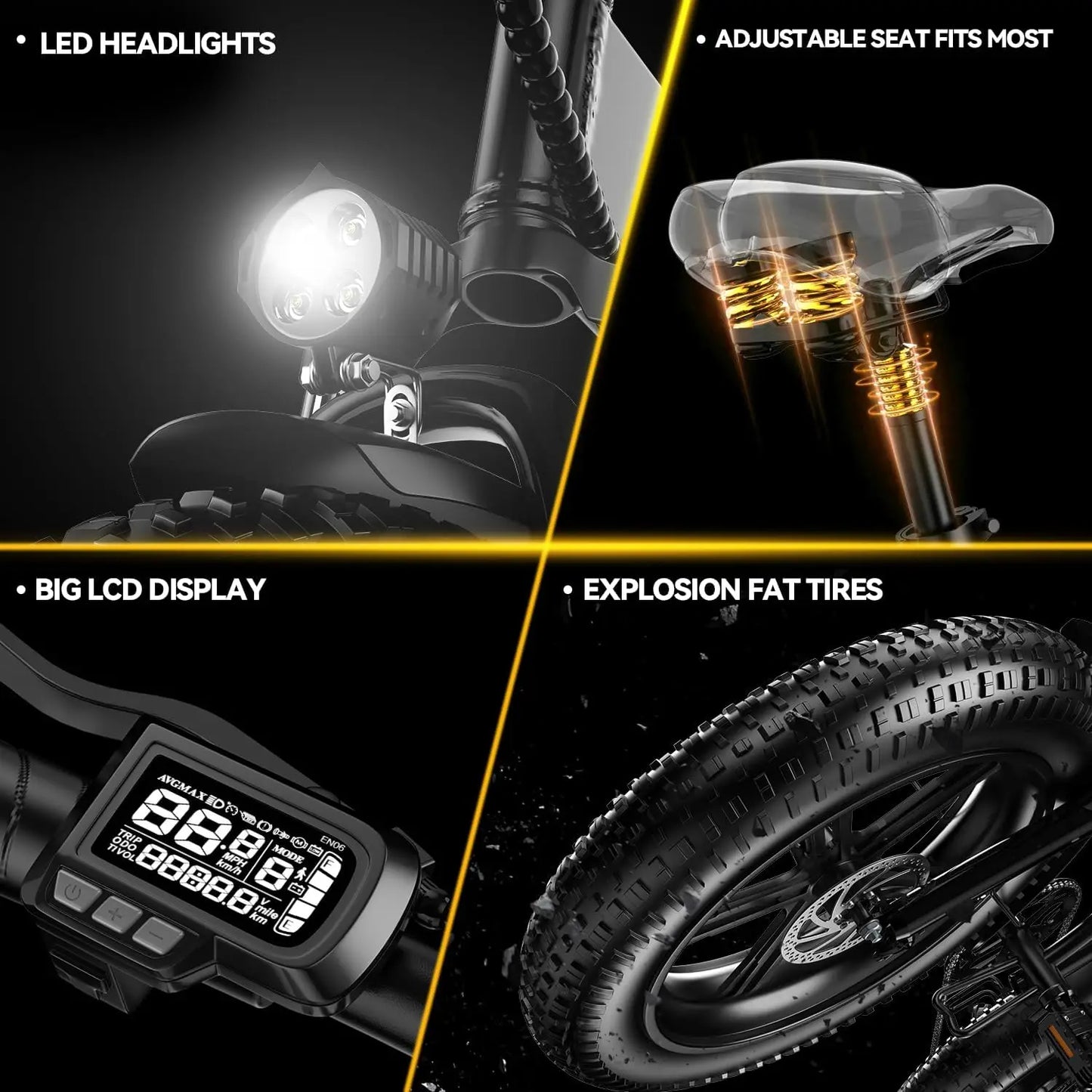 CYBERVELO Mars700 1000W Foldable Fat Tire Electric Bike for Adults