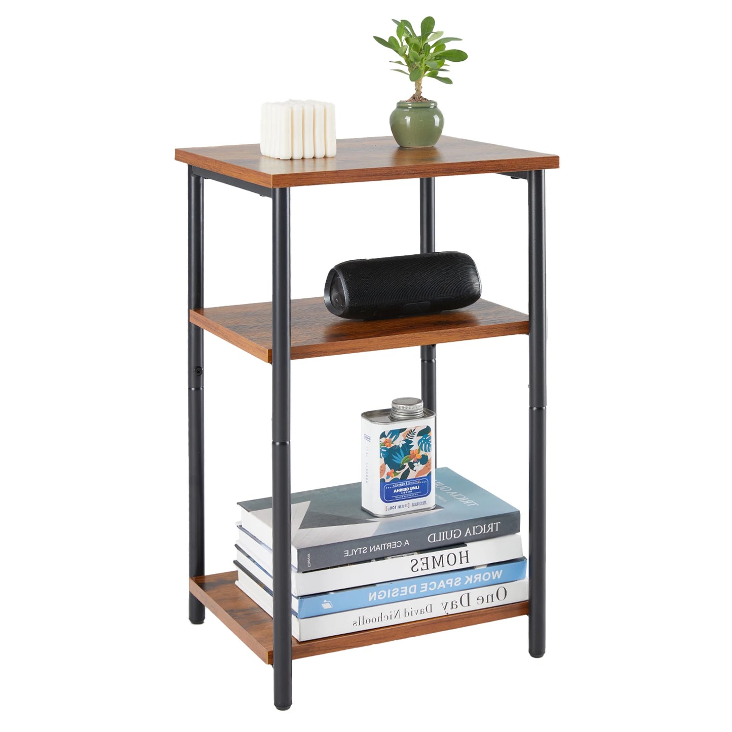JHK End Table With Adjustable Feet Space Saving Frame
