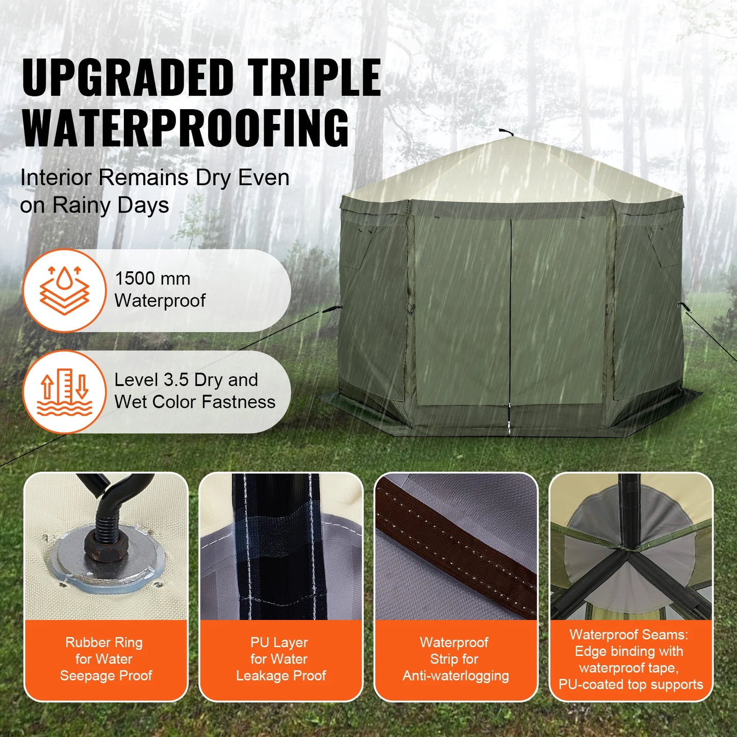 SucceBuy Pop Up Gazebo Tent With Privacy Cloths Mesh Windows