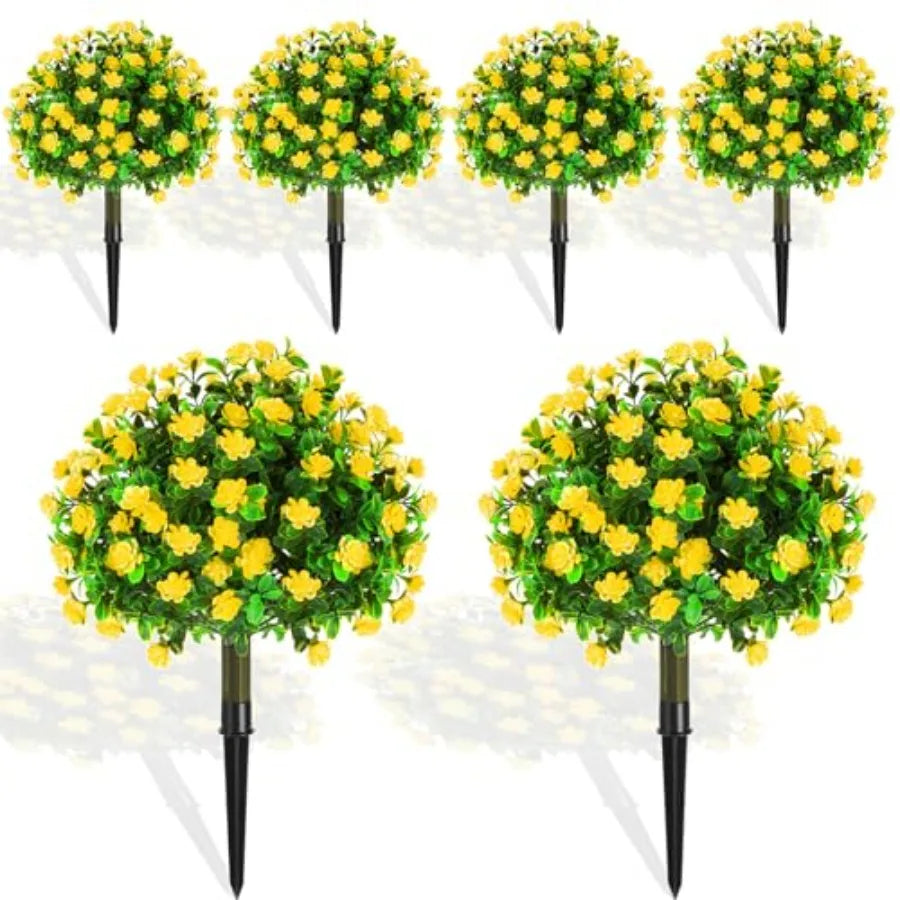 Boxwood Topiary Set Of 6 Outdoor Faux Shrubs UV Resistant