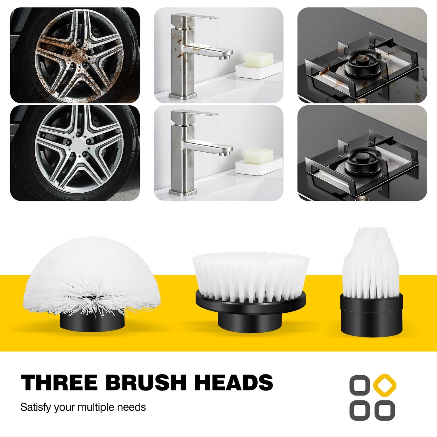 DayPlus 3 In 1 Electric Cleaning Brush USB Rechargeable Scrubber
