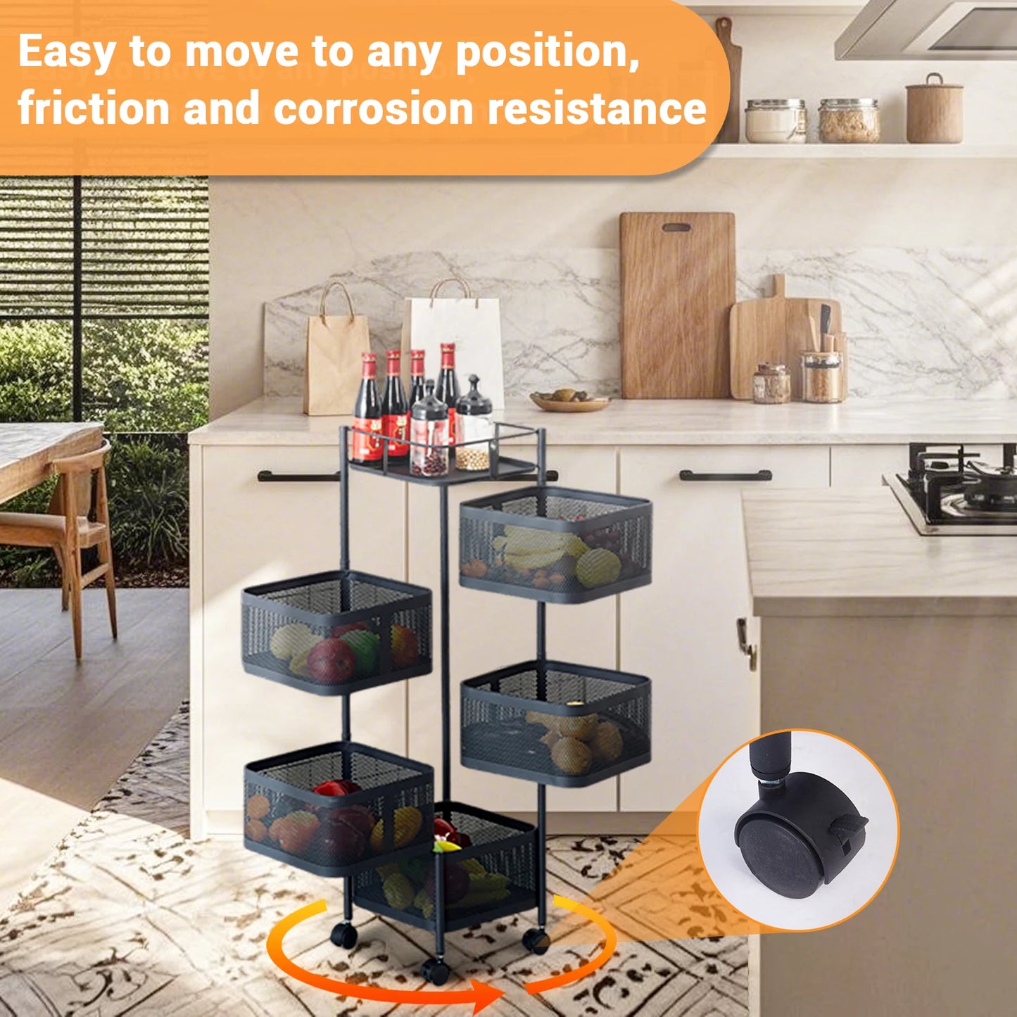 HobbyLane Five Layers 360 Degree Rotatable Trolley Storage Rack