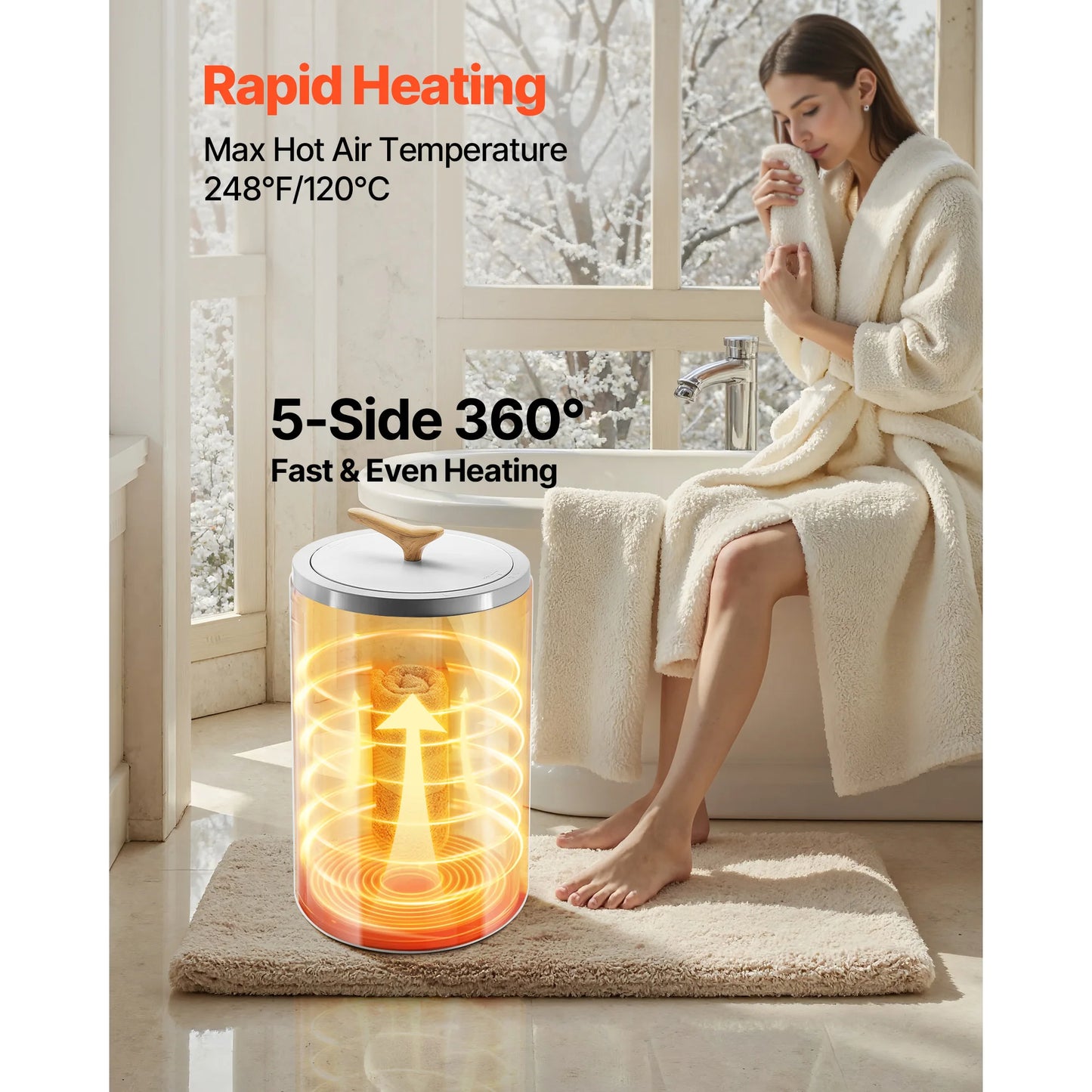 SucceBuy Towel Warmer Bucket With LED Light And Temperature Control