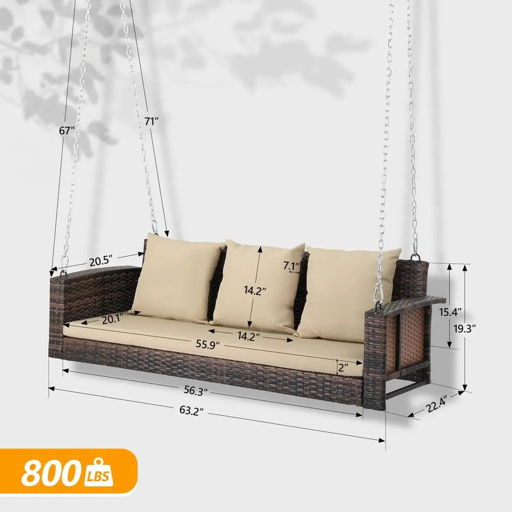 Heavy Duty Outdoor Wicker Rattan Swing Set With Cushions