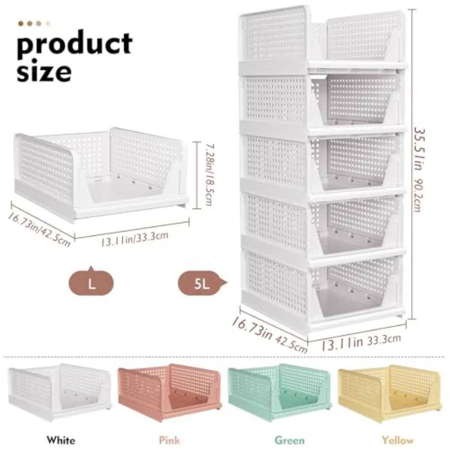Stackable Closet Storage Basket Multifunctional Foldable Organizer For Home
