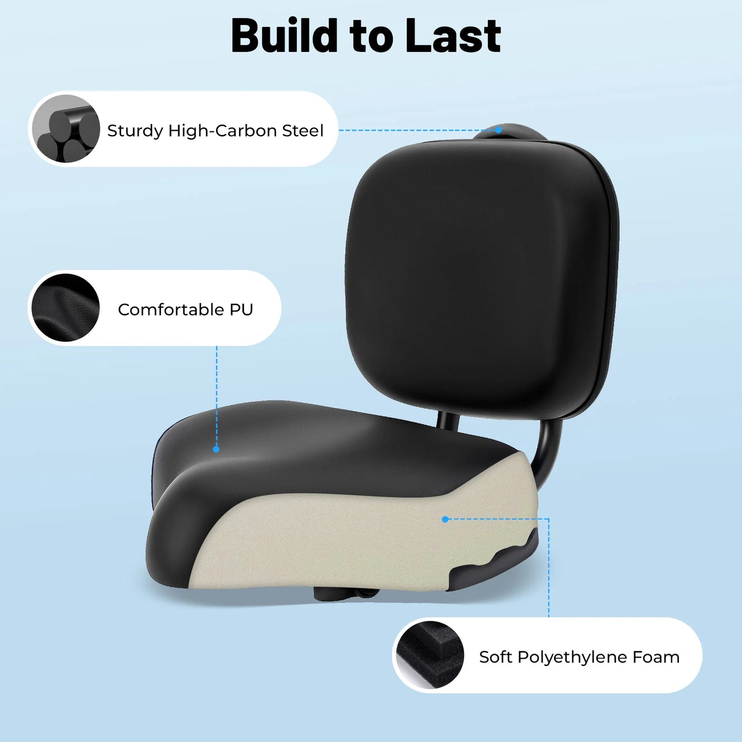 Wide Comfort Tricycle Electric Bicycle Saddle With Back Rest