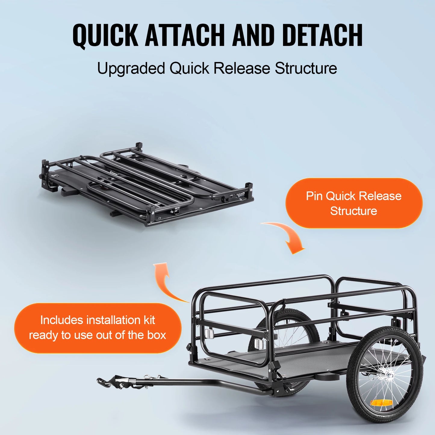 Bike Cargo Trailer Foldable 160 Lb With 16 Inch Wheels