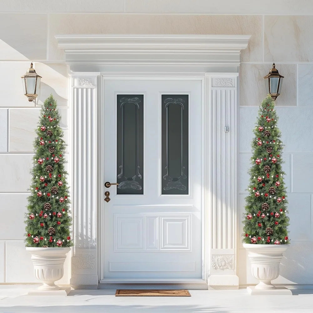 HiMISS 2 Pcs Artificial Cedar Trees Greenery Indoor Outdoor Decor