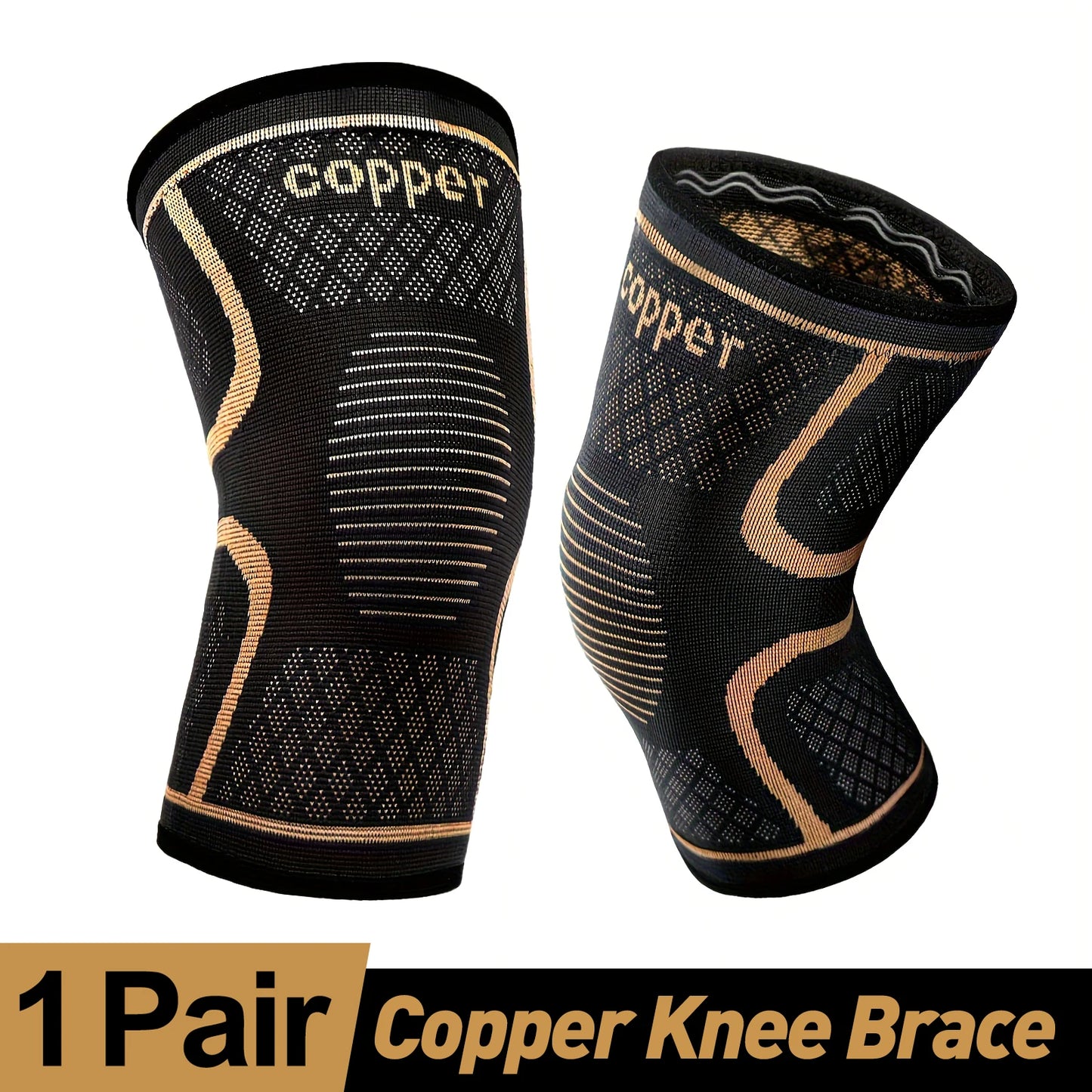 Copper Ion Sports Knee Pads 2 Pack Breathable Non Slip Outdoor Basketball