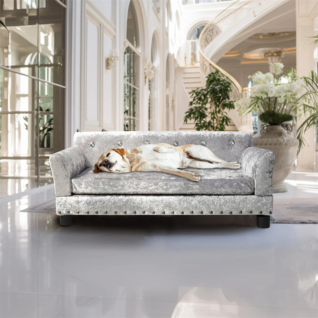 BINGOPAW Deluxe Dutch Velvet Dog Couch Bed With Removable Cushion