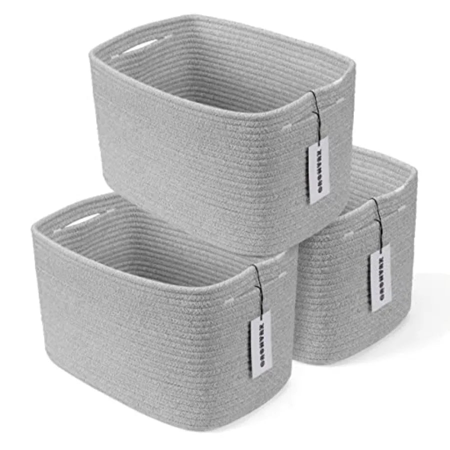 Cotton Rope Woven Storage Basket For Organizing Shelves And Cabinets