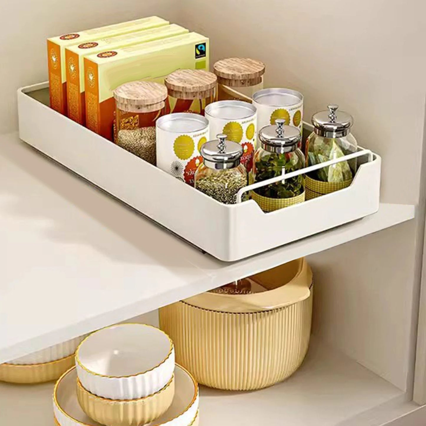 TWISTER.CK Pull Out Cabinet Organizer With Adhesive Film Sliding Drawer