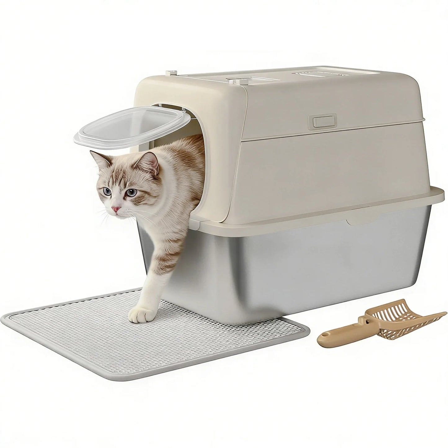 HiMISS Stainless Steel Cat Litter Box Odor Free Anti Leak