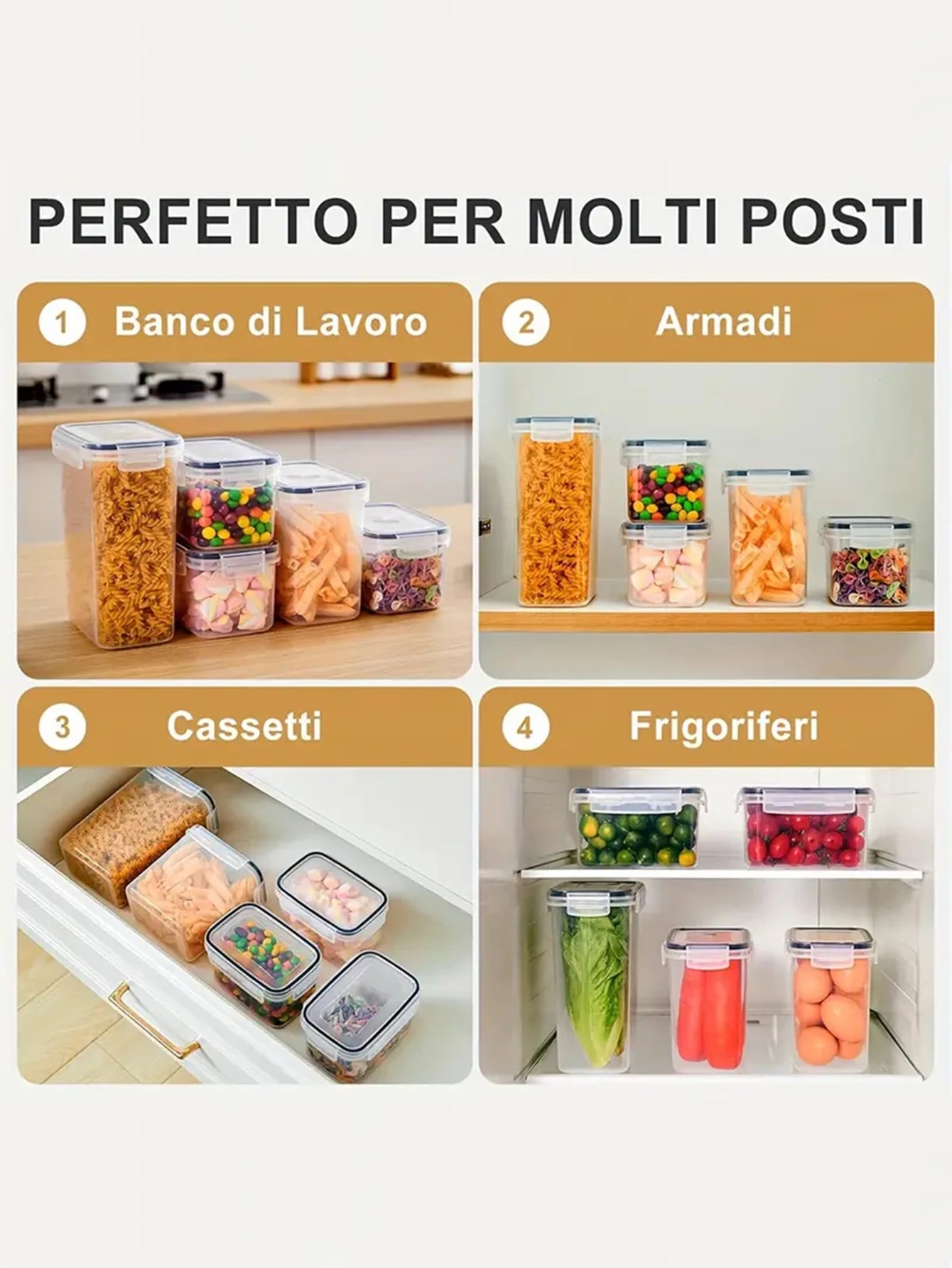 Stackable Large Capacity Food Storage Containers Set For Kitchen Organization