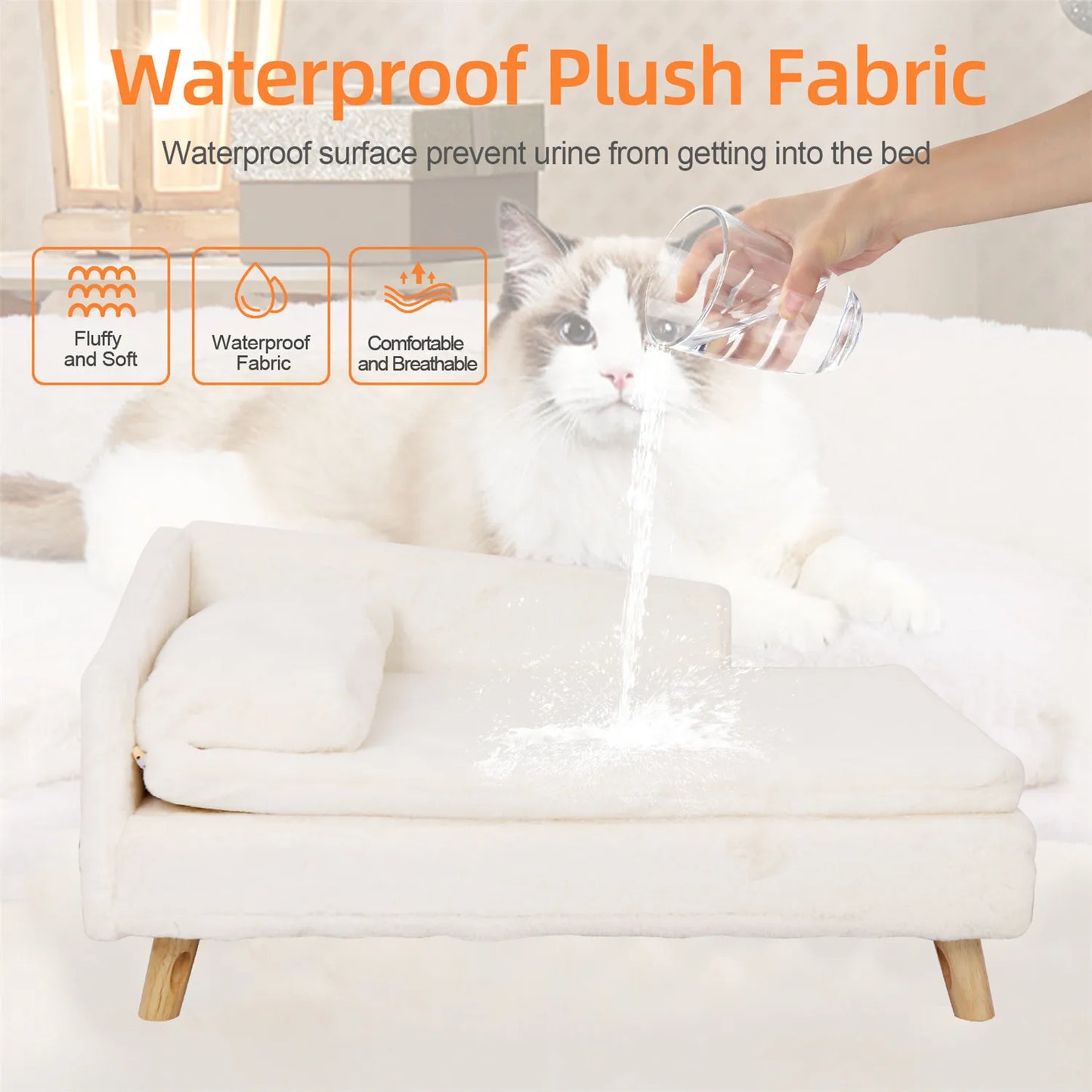 BINGOPAW Waterproof Pet Sofa Bed Raised Lounger For Dogs And Cats