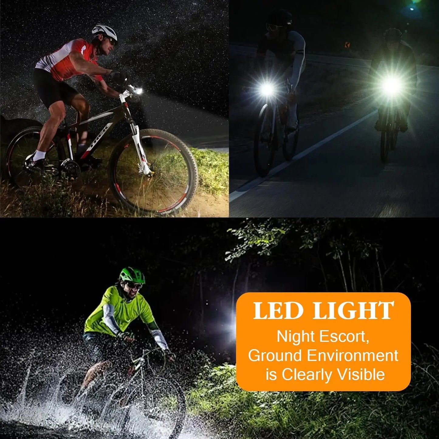Electric Bike LED Headlight With Built In Horn Night Riding